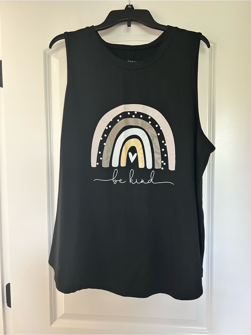 SHEIN Black 'Be Kind' Rainbow Graphic Tank